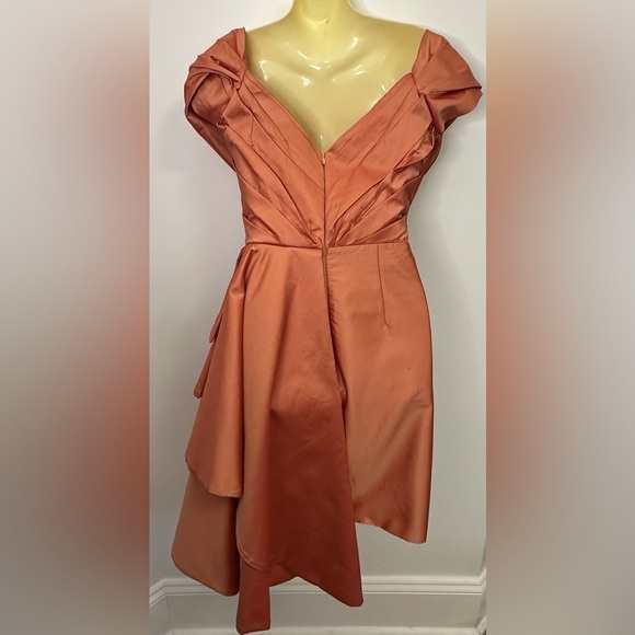 NWT Tarik Ediz Tilda Sunset Orange Asymmetrical Wrap Gown size 40 - Picture 3 of 10